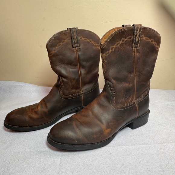 Ariat Mens Heritage Roper Distressed 13D Brown Leather Western Cowboy Boots ATS - Picture 15 of 15